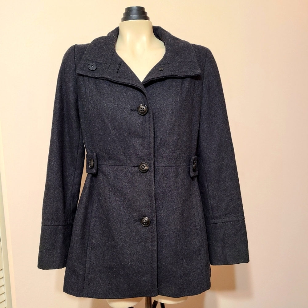 Dark gray wool blend short coat 6